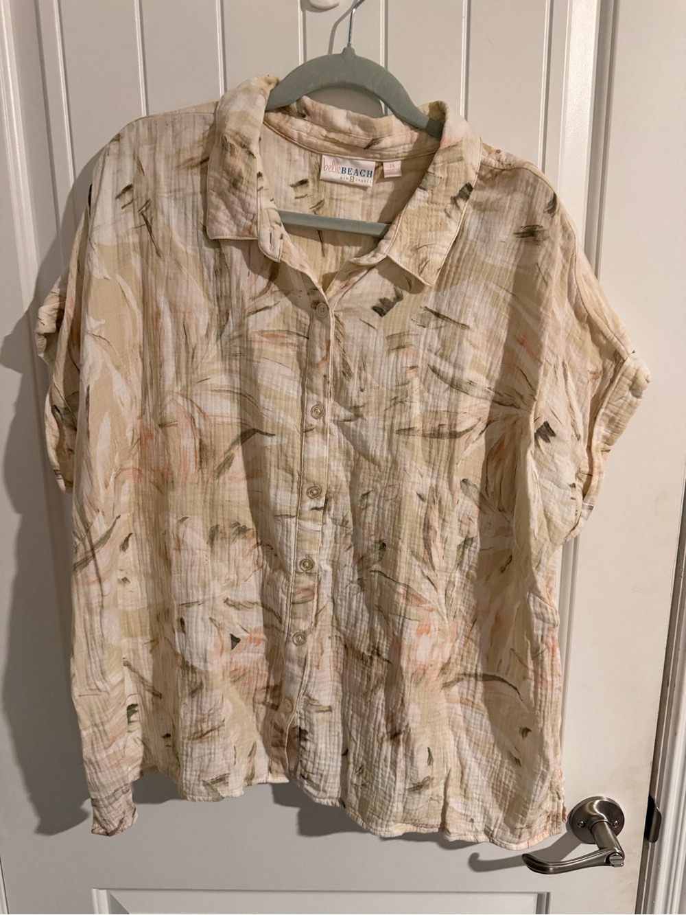 Belle Beach by Kim Gravel Abstract Print Button-Front Top — 2X